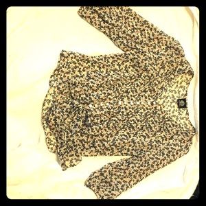 Printed tie front blouse